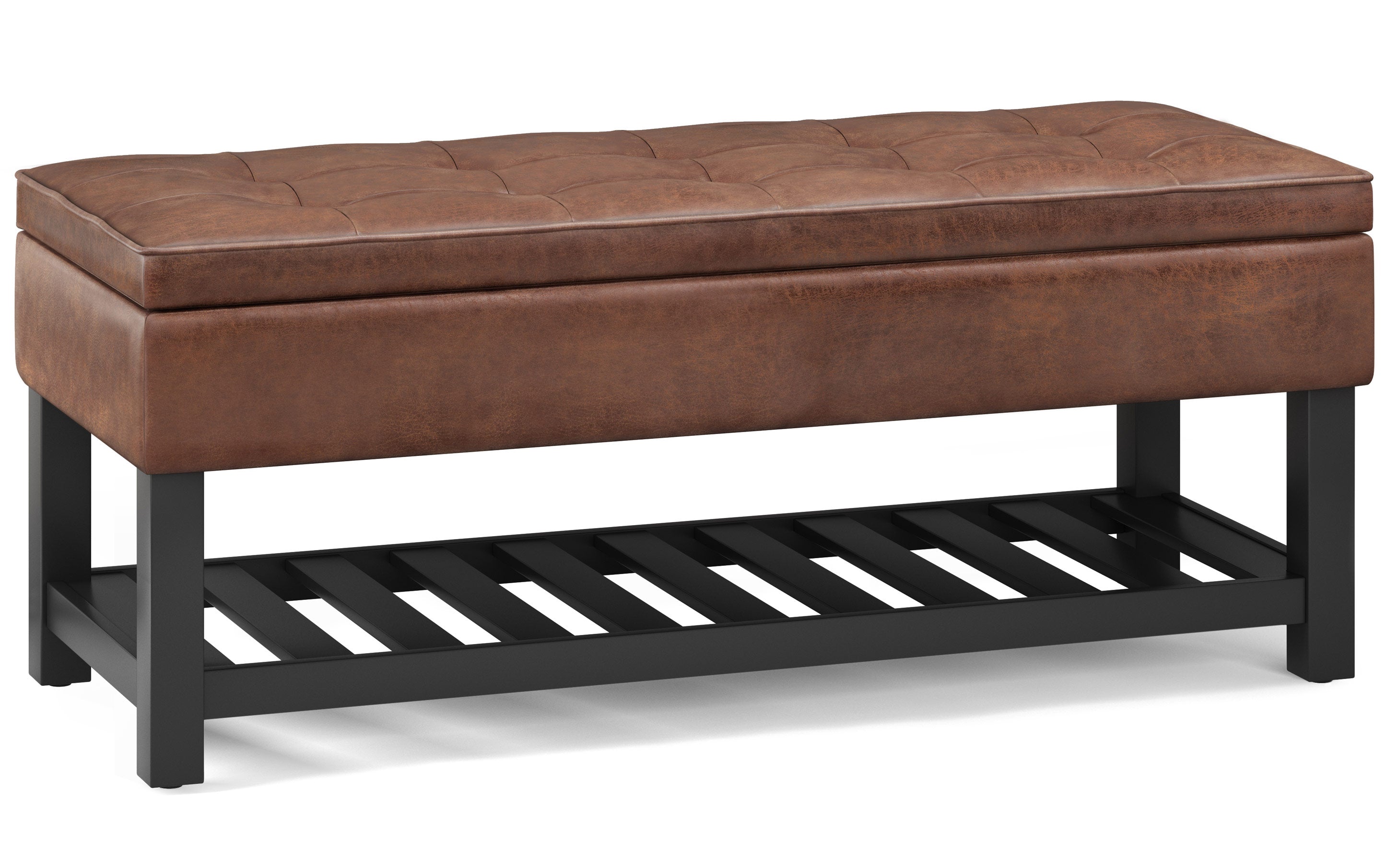 Cosmopolitan Ottoman Bench in Distressed Vegan Leather