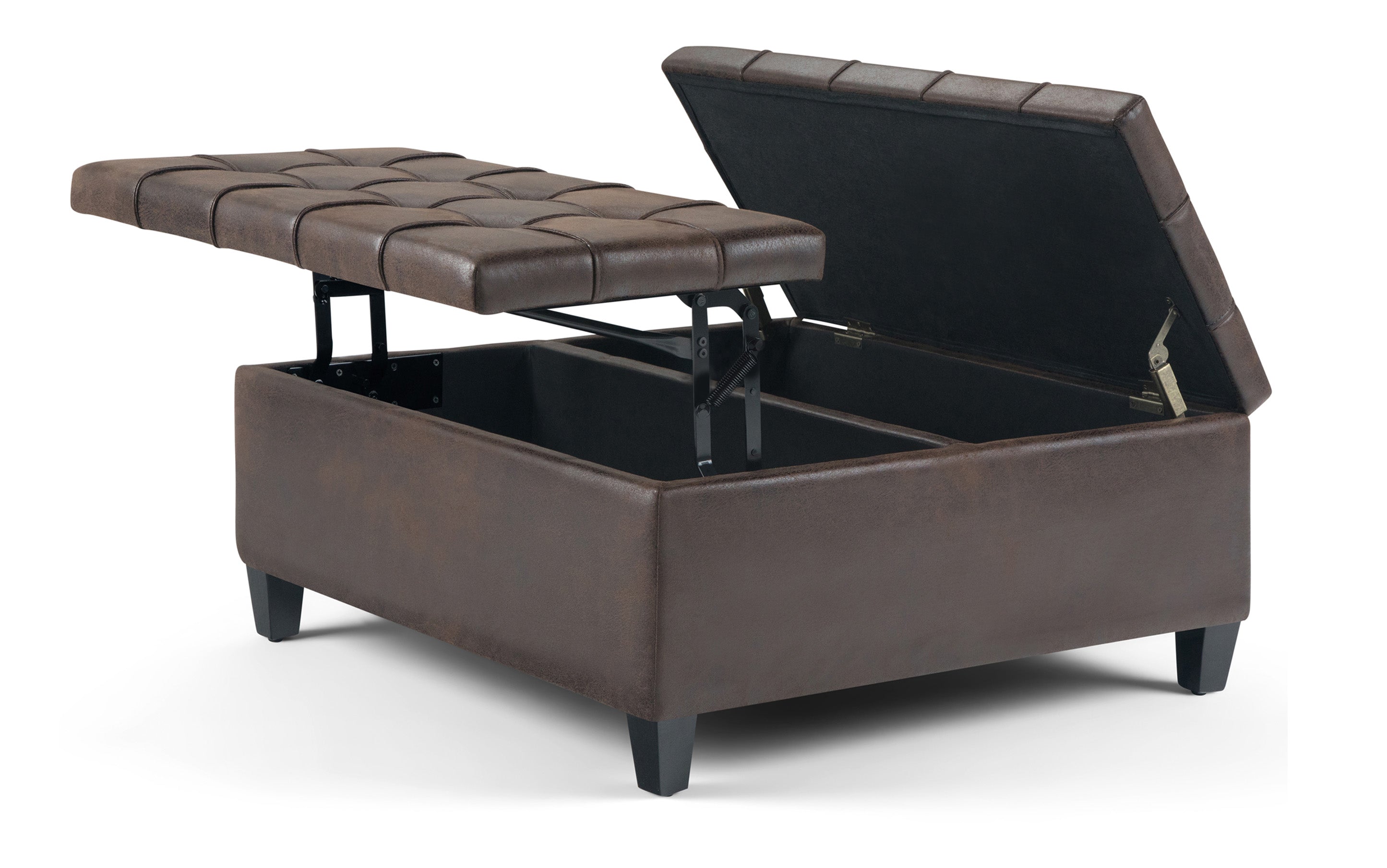 Harrison Coffee Table Ottoman in Distressed Vegan Leather