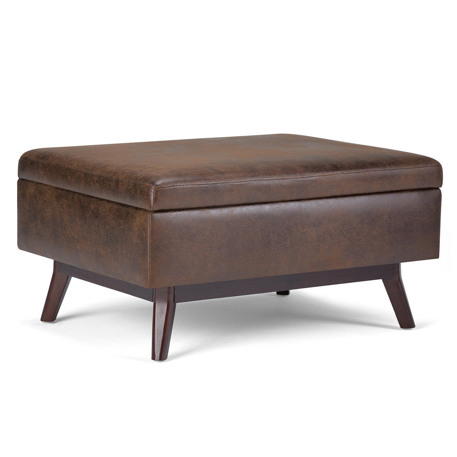 Owen Small Coffee Table Ottoman in Distressed Vegan Leather