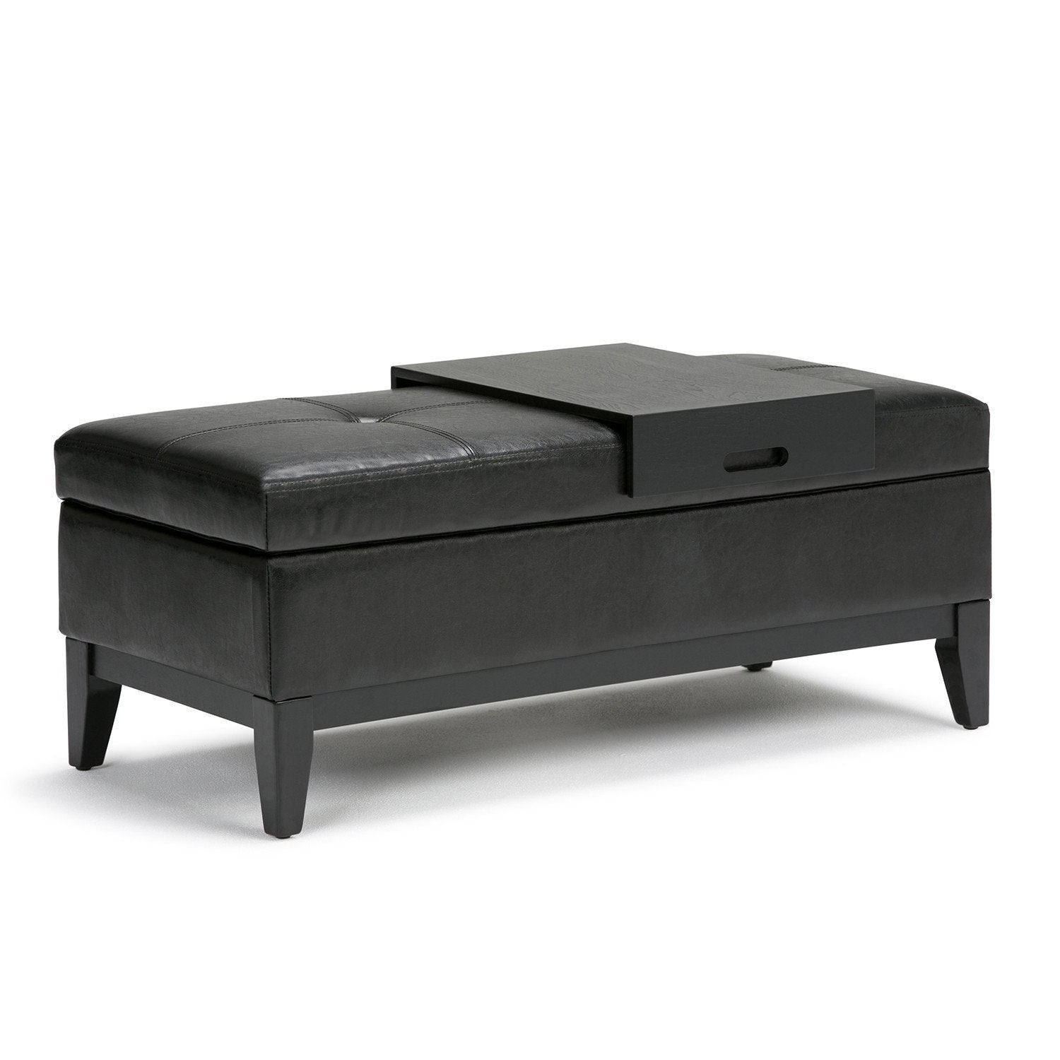 Oregon Storage Ottoman Bench with Tray in Vegan Leather