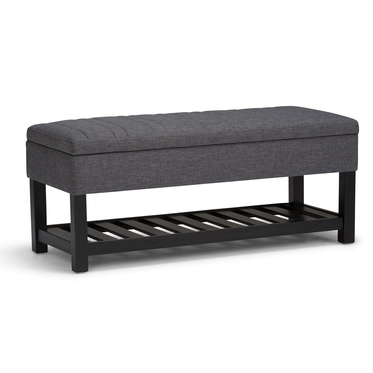 Memphis Ottoman Bench in Linen - Slate Grey Linen Style Fabric