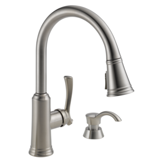 Delta Lakeview: Single Handle Pull-Down Kitchen Faucet with Soap Dispenser and ShieldSpray Technology