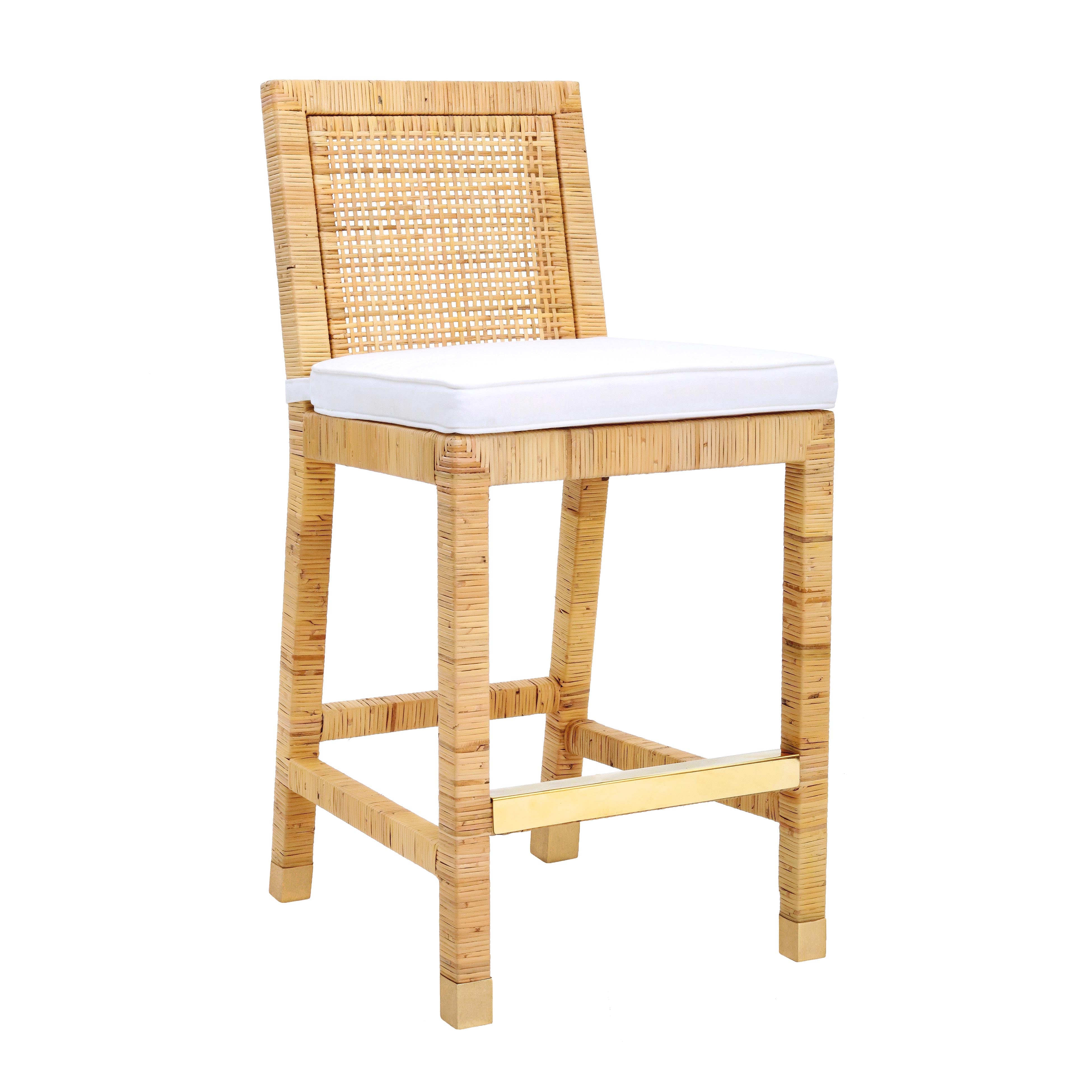 Amara Woven Rattan Performance Fabric Stool