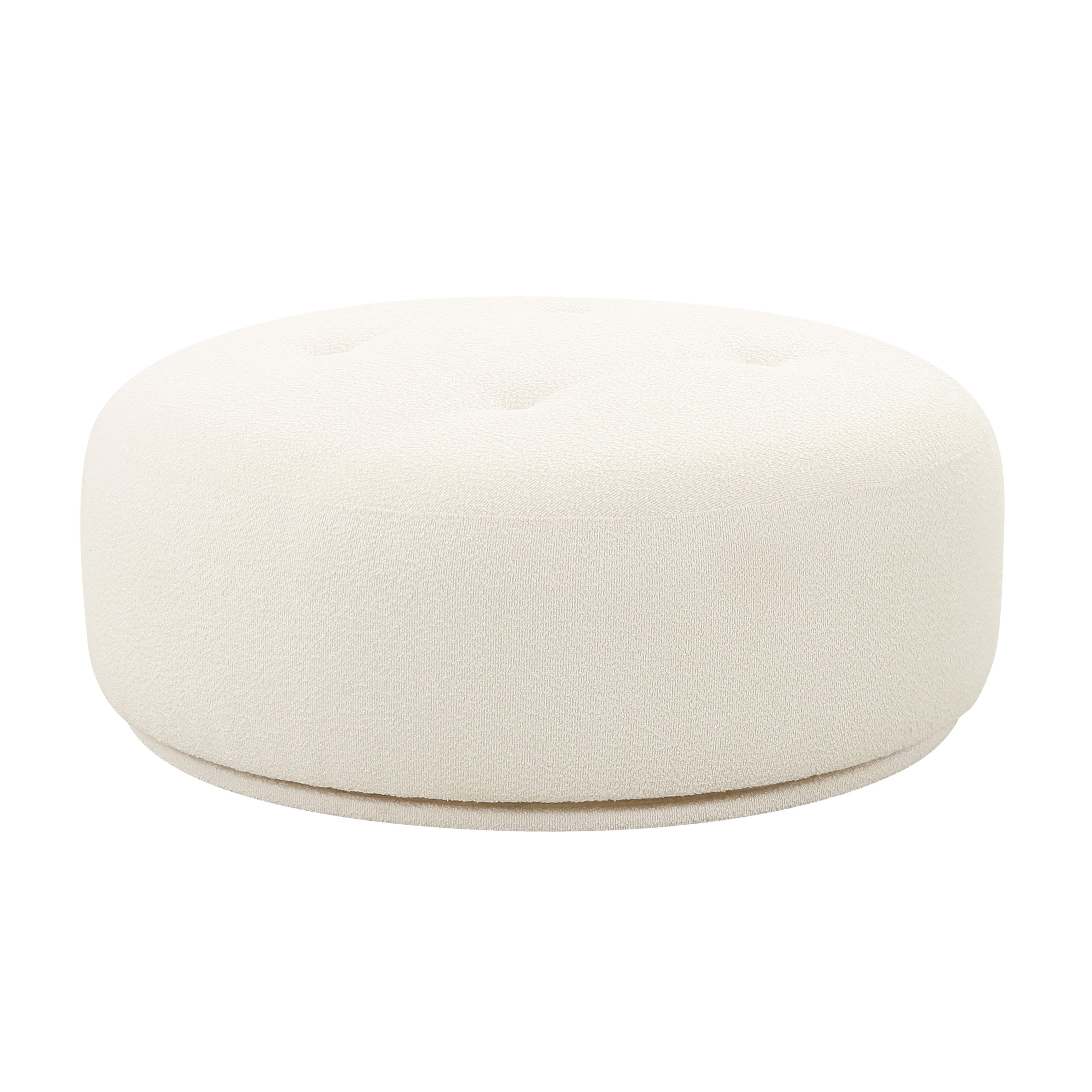 Fickle Cream Boucle Swivel Ottoman