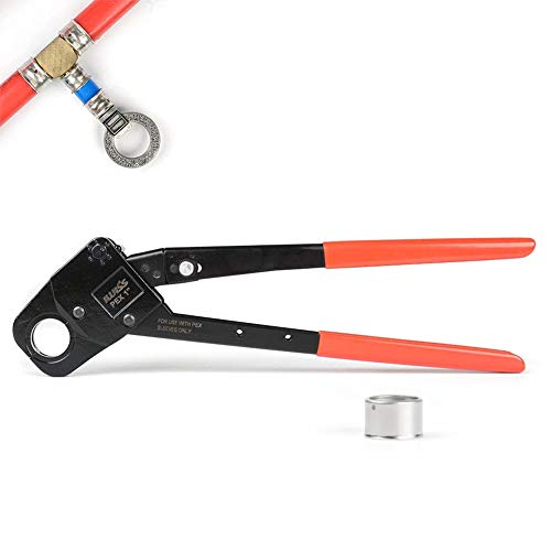 Angled Head PEX Crimping Tool Works on 1/2-inch F877 Stainless PEX Press Sleeves with Go-No/Go Gauge