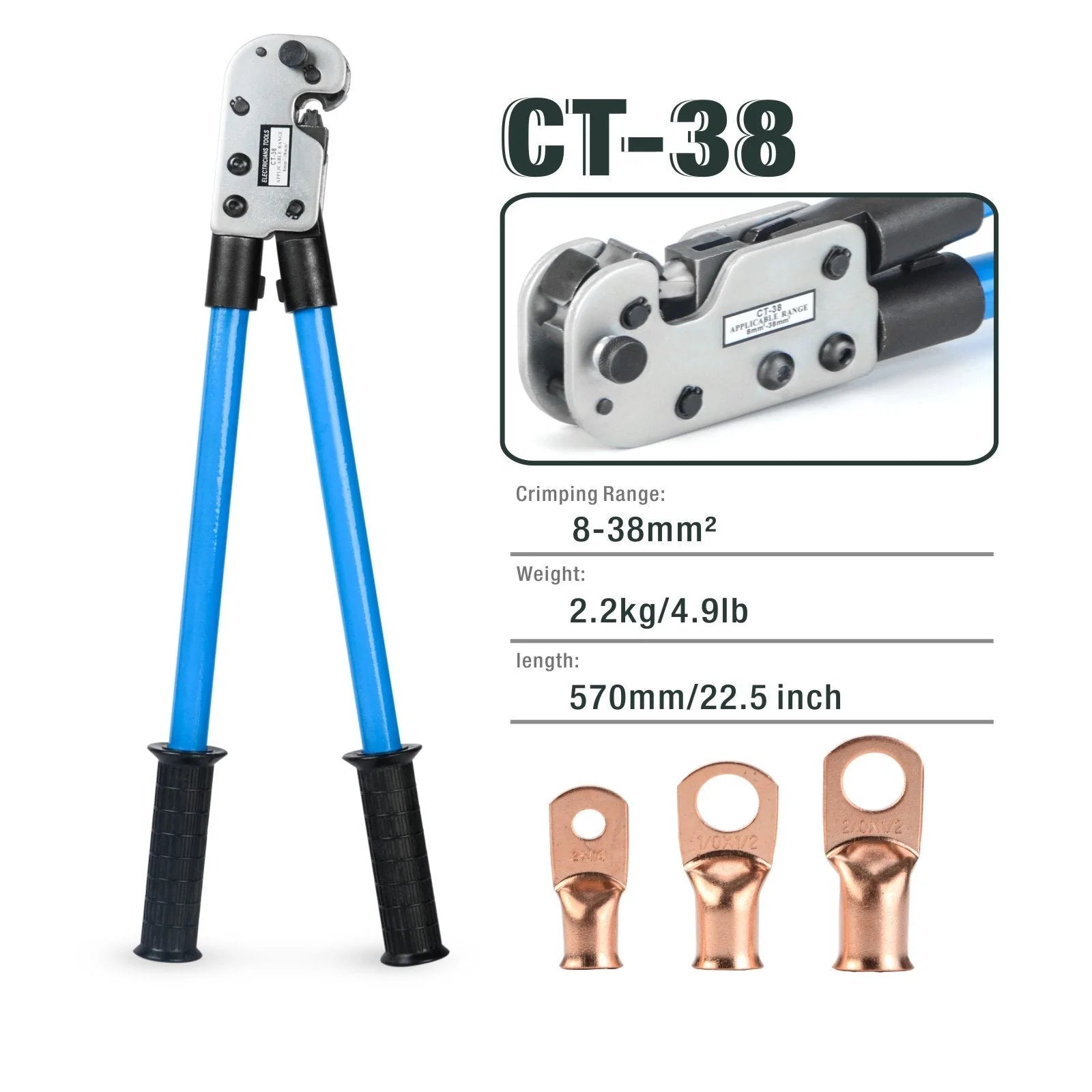 CT-150 Battery Cable Lug Crimper for Welder Cables 16-150mm AWG5-4/0