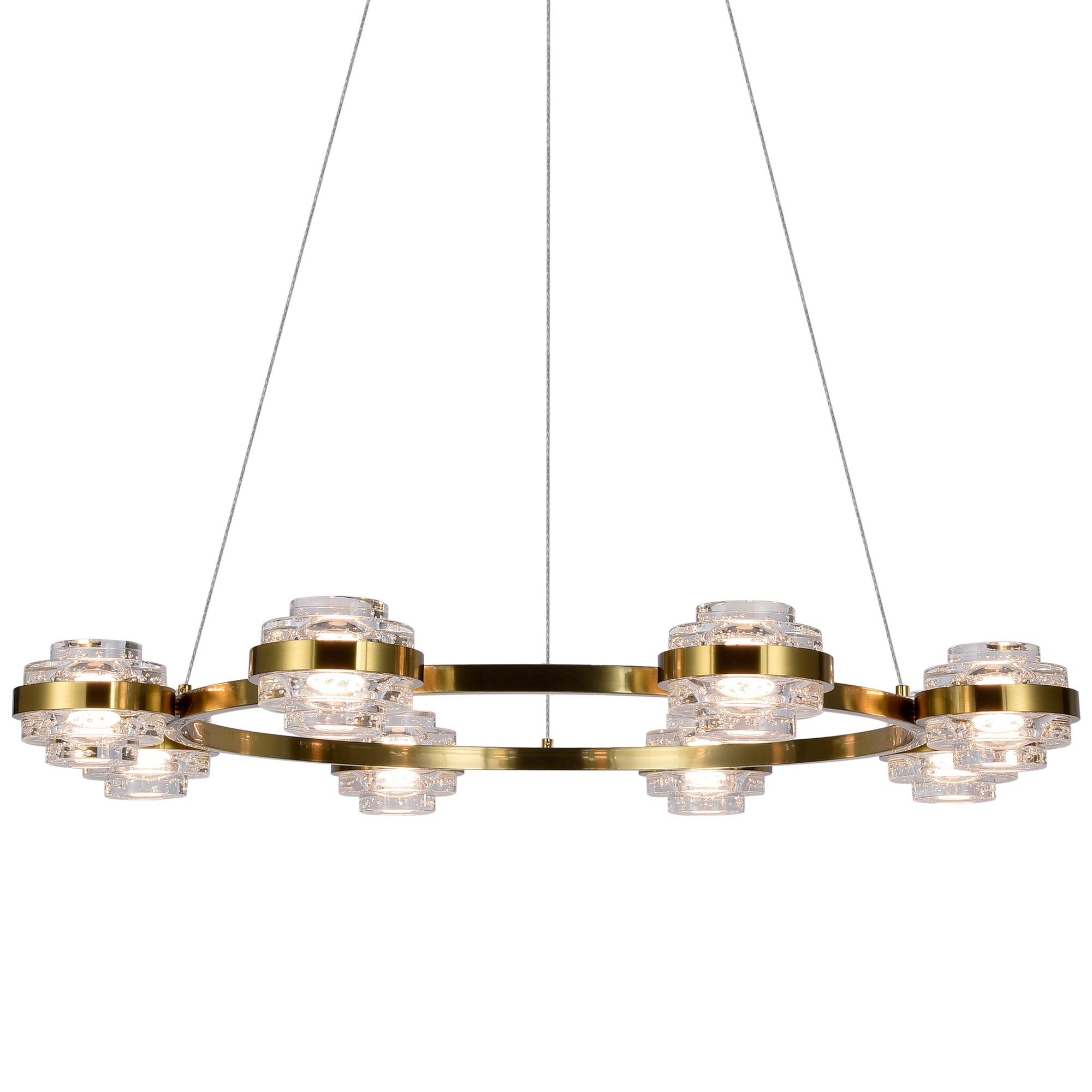 VONN Artisan Milano VAC3338AB 33"" Integrated LED ETL Certified Pendant, Height Adjustable Ring Chandelier, Antique Brass