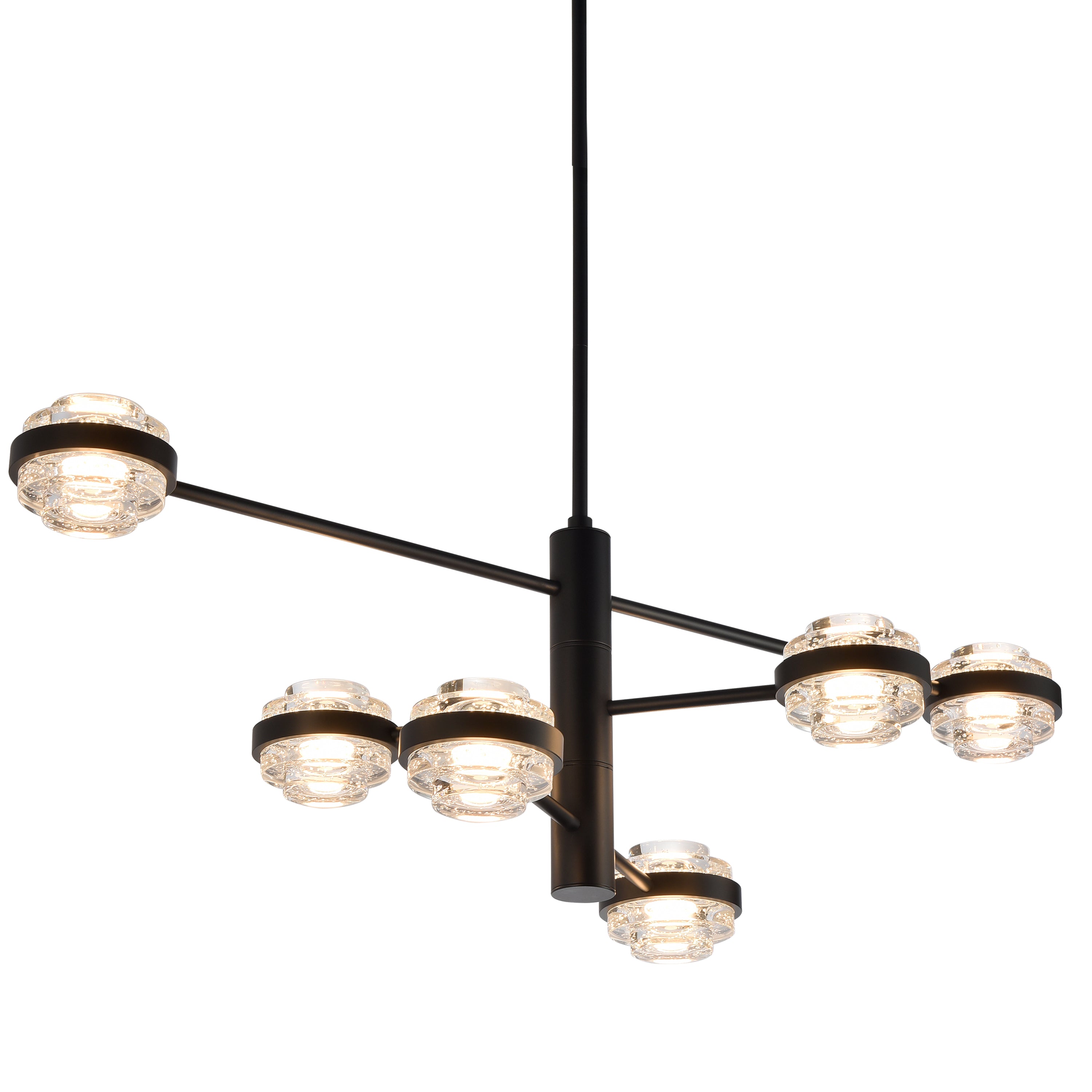 VONN Artisan Milano VAC333RD6BL 40"" Integrated LED ETL Certified Chandelier with Height Adjustable Rods, Black