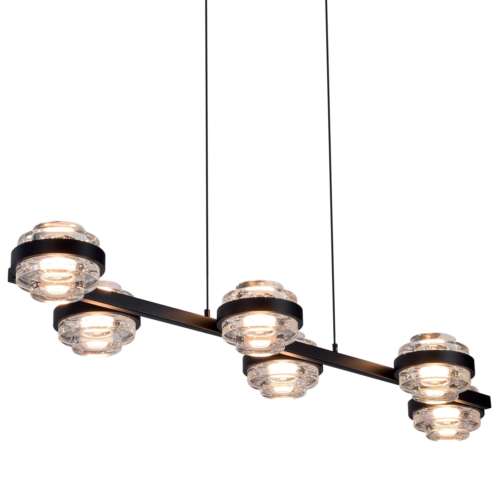 VONN Artisan Milano VAC3LN336BL 39"" Integrated LED ETL Certified Pendant, Height Adjustable Chandelier, Black