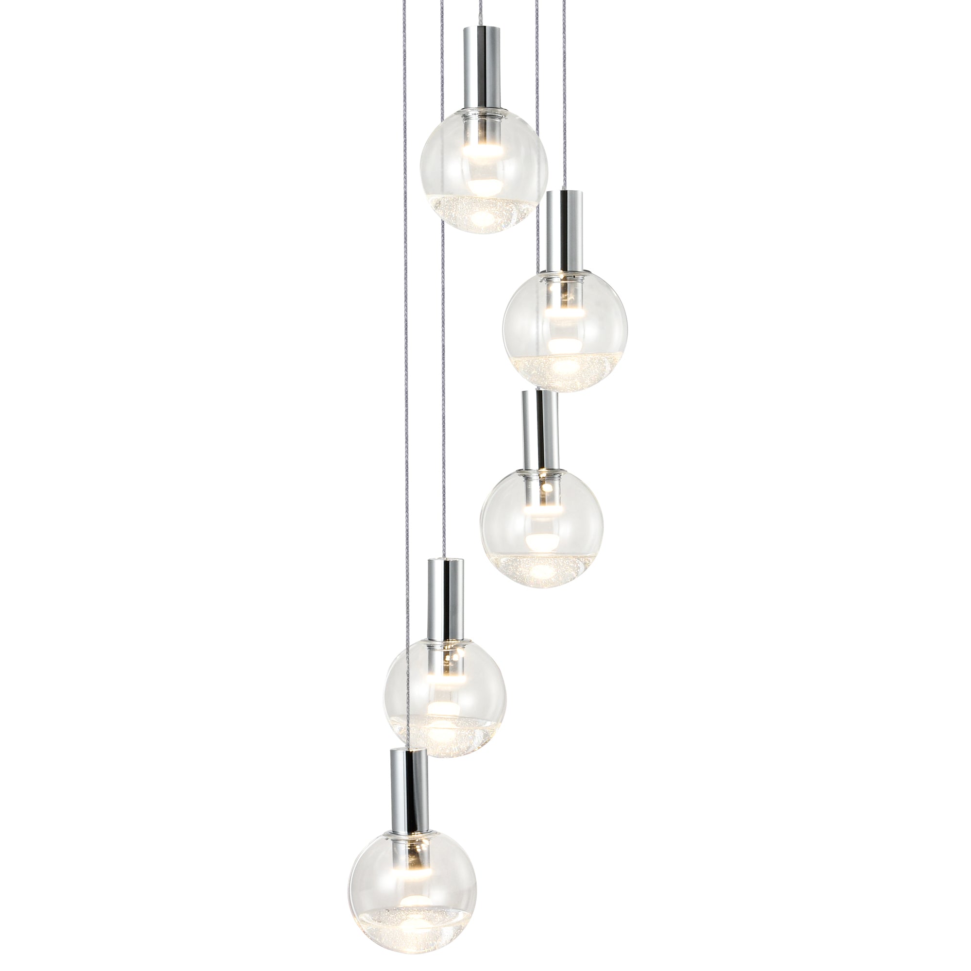 VONN Artisan Sienna VAC3185CH 5-Light ETL Certified Integrated LED Pendant, Height Adjustable Chandelier, Chrome