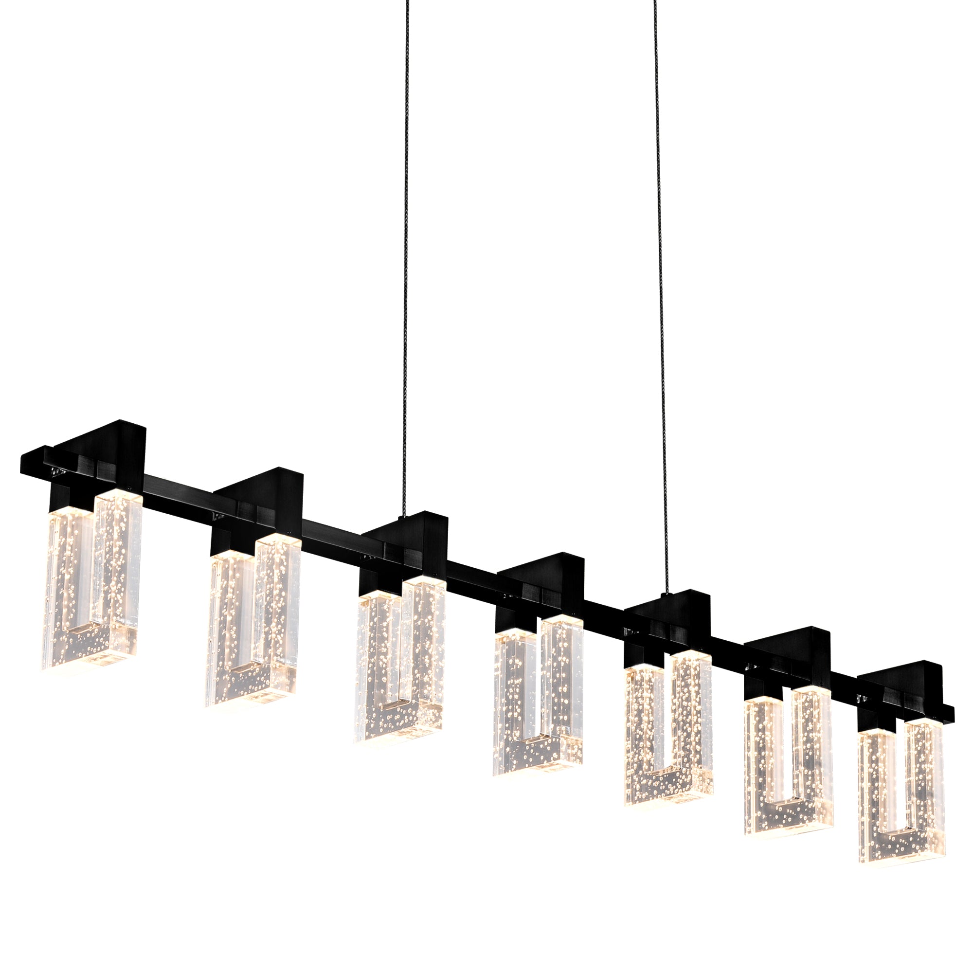 VONN Artisan Sorrento VAC3137BL 40"" 7-Light ETL Cert Integrated LED Pendant, Height Adjustable Chandelier, Black