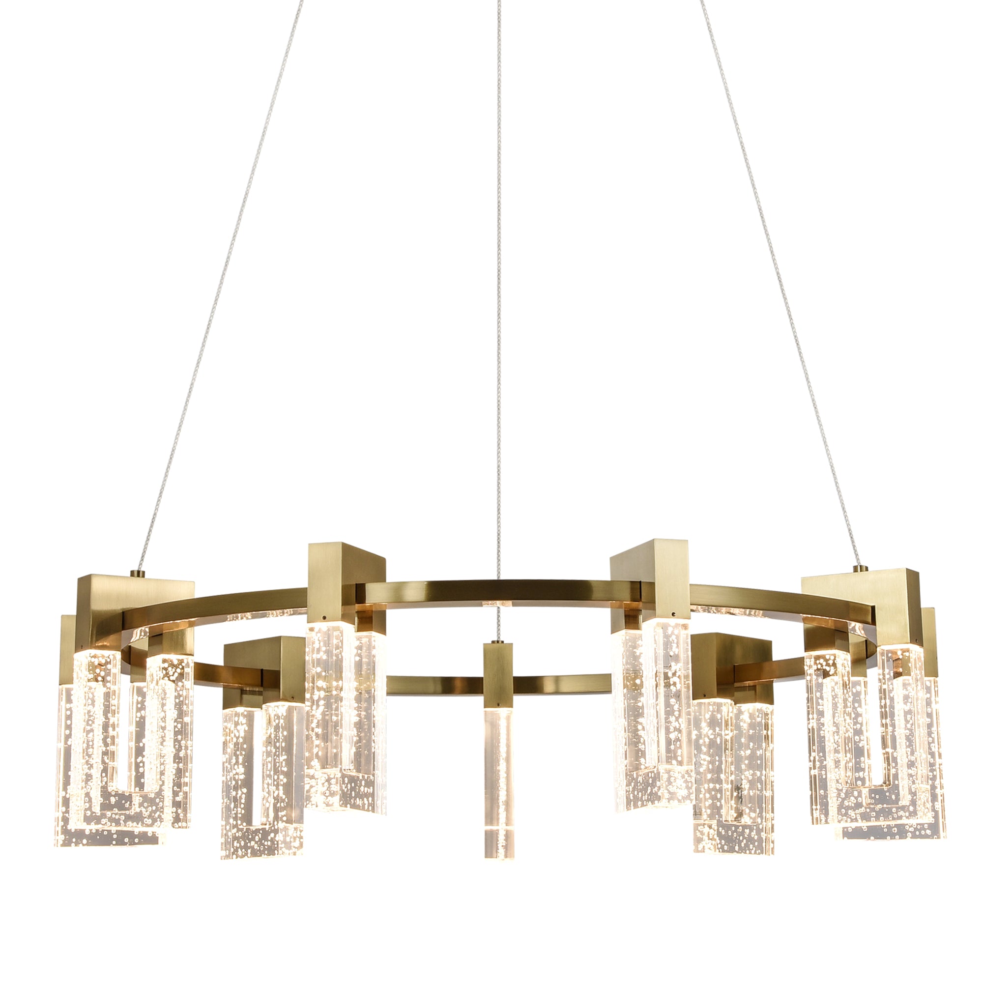 VONN Artisan Sorrento VAC3139AB 27"" Integrated LED ETL Certified Pendant, Height Adjustable Ring Chandelier, Antique Brass