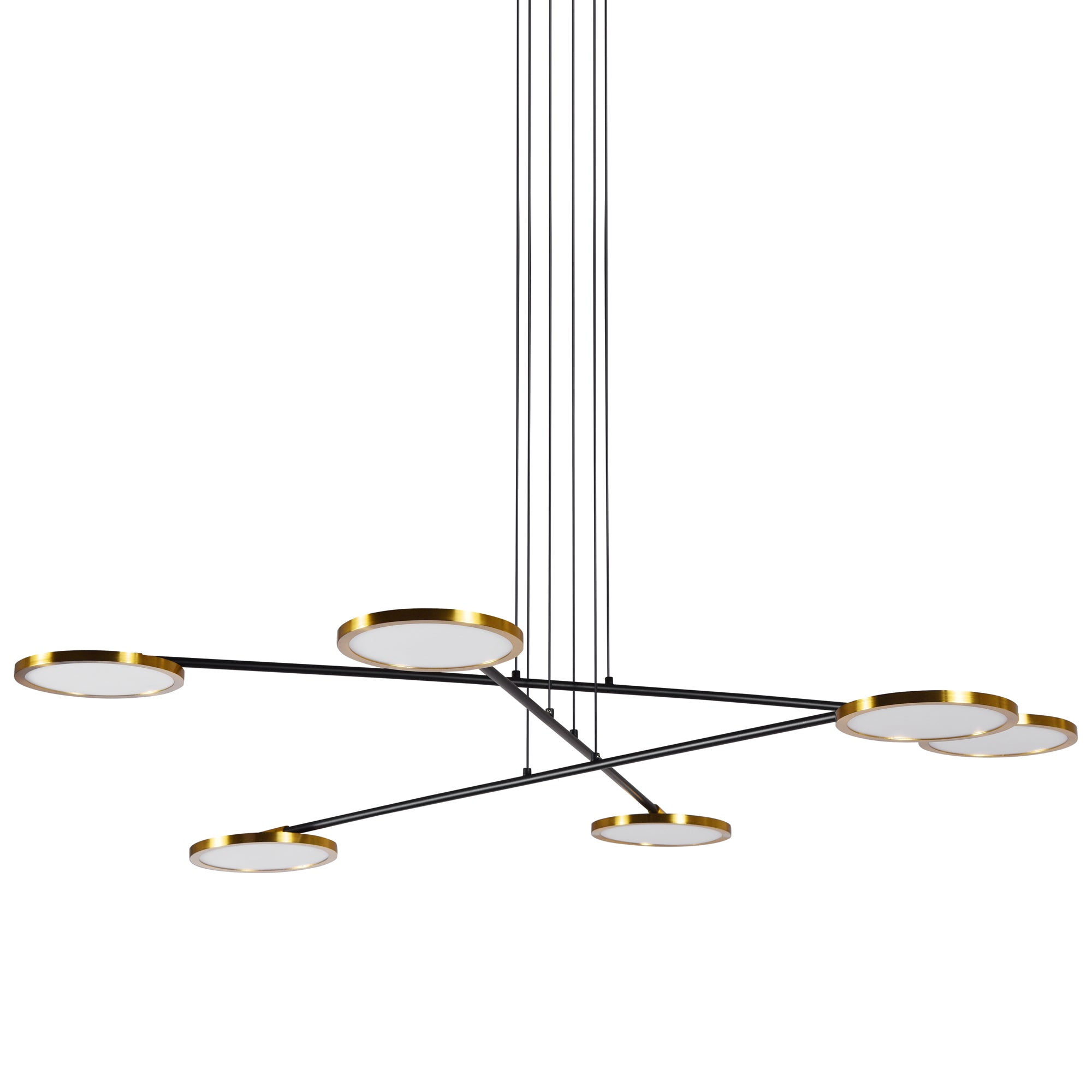 VONN Artisan Torino VAC3196AB 39"" Height Adjustable Integrated LED ETL Certified Chandelier, Disks Rotate, Antique Brass