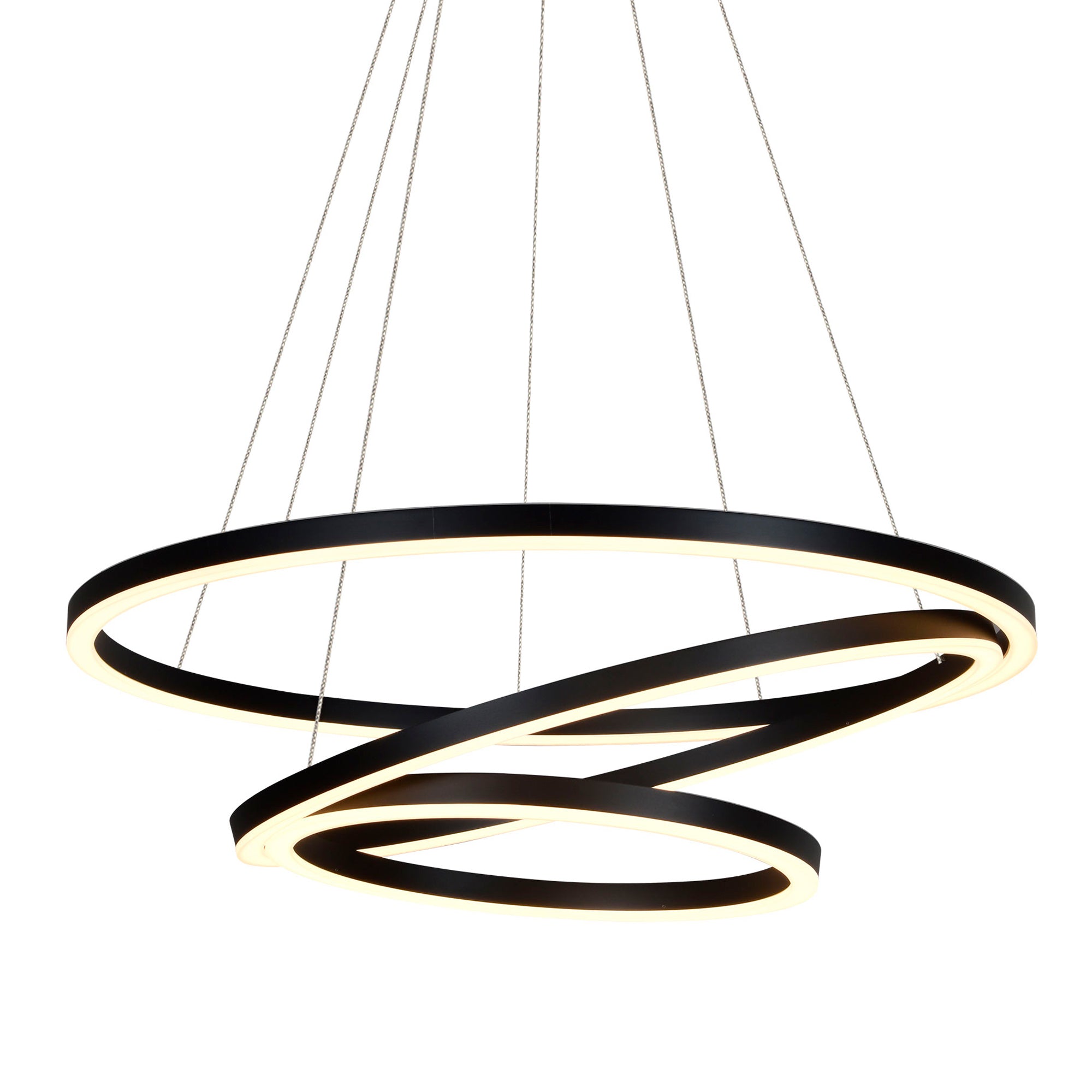 VONN Tania Trio VMC32500BL 32"" Integrated LED ETL Certified Ring Chandelier Height Adjustable Black Pendant